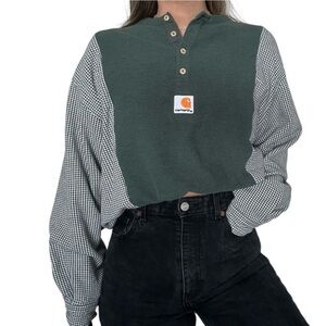 Carhartt Upsycled Reworked Handmade Oversized Grunge Long Sleeve Plaid